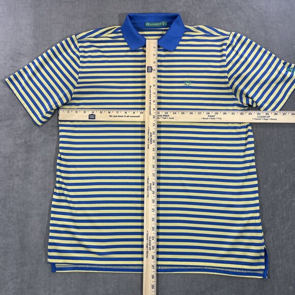 Southern‎ Tide Mens Large Blue Yellow Stripe Golf Polo Shirt - Picture 4 of 9